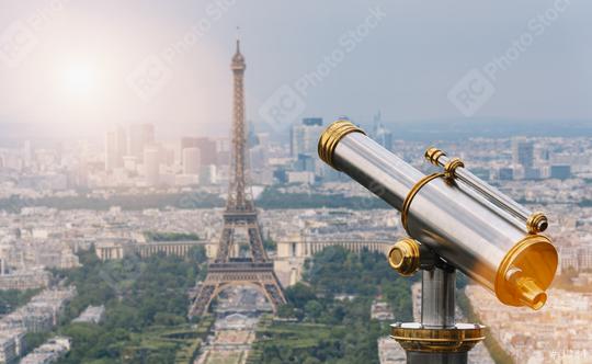 Eiffel tower with Telescope, Paris. France  : Stock Photo or Stock Video Download rcfotostock photos, images and assets rcfotostock | RC Photo Stock.: