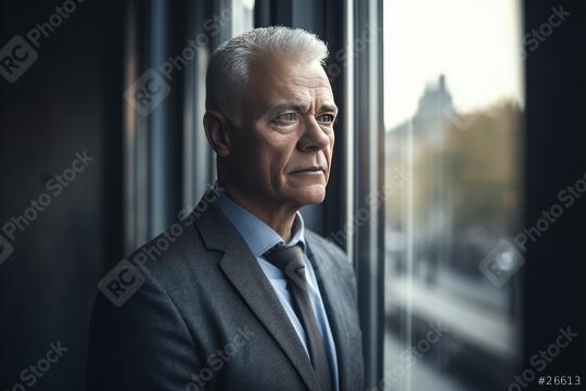Elderly businessman in suit gazing out a window  : Stock Photo or Stock Video Download rcfotostock photos, images and assets rcfotostock | RC Photo Stock.: