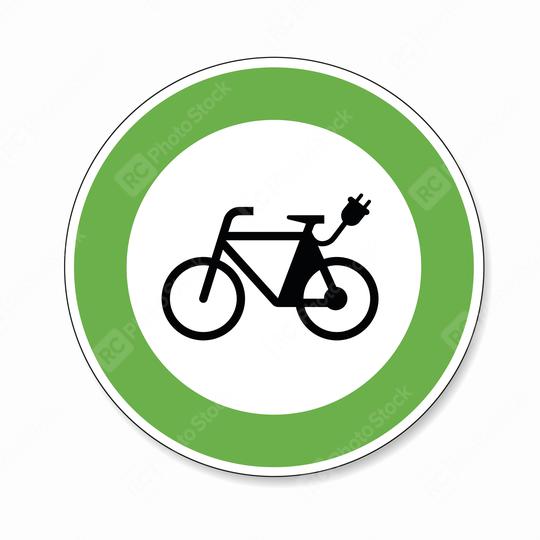 Electric bike traffic sign. German sign Electric bike, electro bicycle E-Bike E Bike Ebike electric bike electro bicycle eco friendly on white background. Vector Eps 10.  : Stock Photo or Stock Video Download rcfotostock photos, images and assets rcfotostock | RC Photo Stock.: