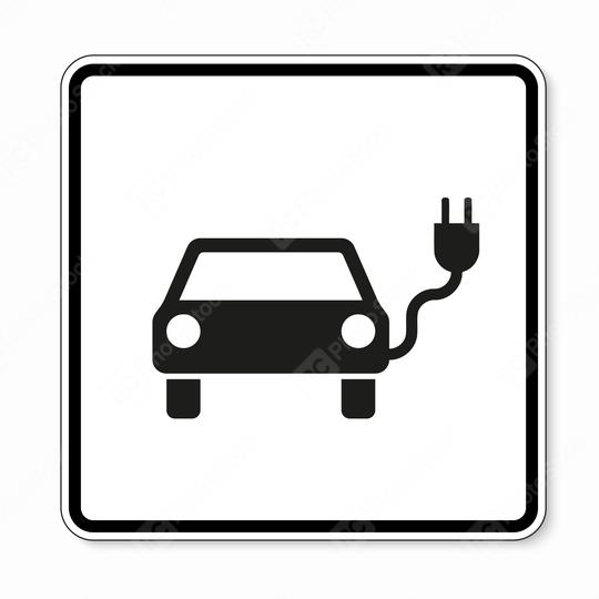 Electric Charging station sign. German traffic sign Electric vehicle recharging point Ecology friendly electric car charging on white background. Vector illustration. Eps 10 vector file.  : Stock Photo or Stock Video Download rcfotostock photos, images and assets rcfotostock | RC Photo Stock.: