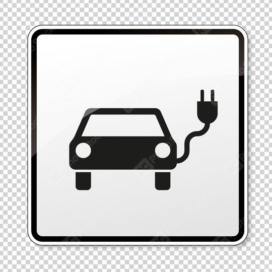 Electric Charging station sign. German traffic sign Electric vehicle recharging point Ecology friendly electric car charging on checked transparent background. Vector illustration. Eps 10 vector file.  : Stock Photo or Stock Video Download rcfotostock photos, images and assets rcfotostock | RC Photo Stock.: