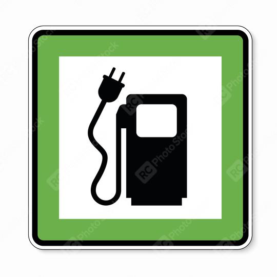 Electric Charging station traffic sign. German sign Electric vehicle recharging point Ecology friendly electric car charging on white background. Vector illustration. Eps 10 vector file.  : Stock Photo or Stock Video Download rcfotostock photos, images and assets rcfotostock | RC Photo Stock.: