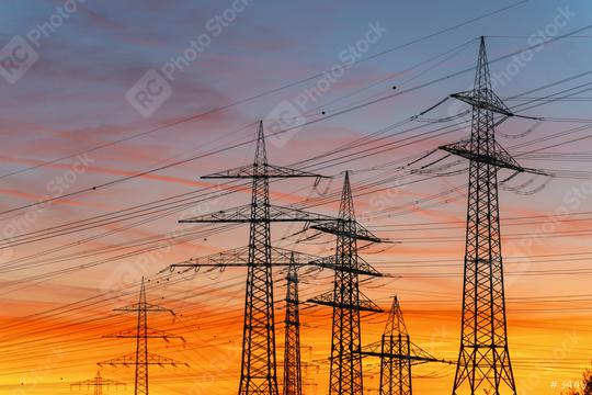 Electric poles and sunset  : Stock Photo or Stock Video Download rcfotostock photos, images and assets rcfotostock | RC Photo Stock.: