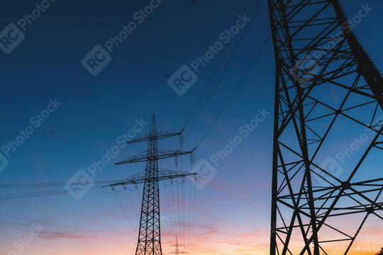 electric power transmission lines at sunset  : Stock Photo or Stock Video Download rcfotostock photos, images and assets rcfotostock | RC Photo Stock.: