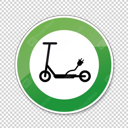 Electric Scooter traffic sign. German sign electro Scooter E Scooter EScooter electric eco friendly on checked transparent background. Vector Eps 10.  : Stock Photo or Stock Video Download rcfotostock photos, images and assets rcfotostock | RC Photo Stock.: