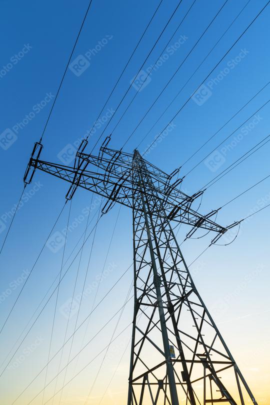Electricity pylon against blue sky and dusk sunset  : Stock Photo or Stock Video Download rcfotostock photos, images and assets rcfotostock | RC Photo Stock.: