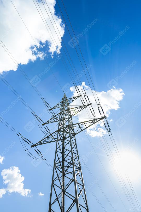 electricity pylon on blue cloudy sky industry high voltage  : Stock Photo or Stock Video Download rcfotostock photos, images and assets rcfotostock | RC Photo Stock.: