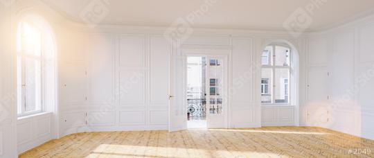 Elegant empty room in old building with double doors to the balcony in berlin  : Stock Photo or Stock Video Download rcfotostock photos, images and assets rcfotostock | RC Photo Stock.:
