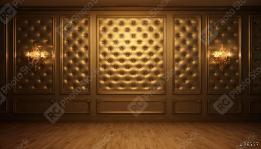 Elegant room with tufted golden walls and ornate chandeliers  : Stock Photo or Stock Video Download rcfotostock photos, images and assets rcfotostock | RC Photo Stock.:
