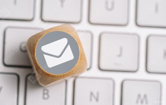 Email icon on a wood cube on a keyboard. Contact and Communication Methods concept image  : Stock Photo or Stock Video Download rcfotostock photos, images and assets rcfotostock | RC Photo Stock.:
