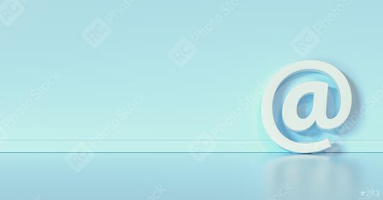 Email Icon or at sign leaning against a baby blue wall as a communication concept, copyspace for your individual text.  : Stock Photo or Stock Video Download rcfotostock photos, images and assets rcfotostock | RC Photo Stock.: