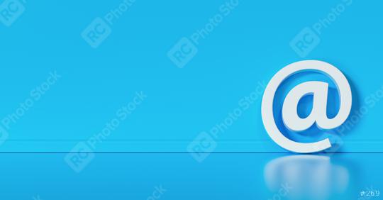 Email Icon or at sign leaning against a blue wall as a communication concept, copyspace for your individual text.   : Stock Photo or Stock Video Download rcfotostock photos, images and assets rcfotostock | RC Photo Stock.: