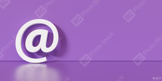 Email Icon or at sign leaning against a purple wall as a communication concept, copyspace for your individual text.   : Stock Photo or Stock Video Download rcfotostock photos, images and assets rcfotostock | RC Photo Stock.:
