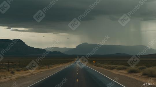 Empty Highway Landscape, Cloudy Sky, Road Sign, Vanishing Point, No People, generative AI  : Stock Photo or Stock Video Download rcfotostock photos, images and assets rcfotostock | RC Photo Stock.:
