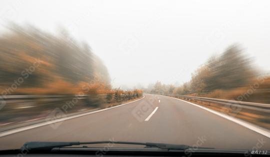 empty highway with motion blur at autumn, view from a car windshield, copyspace for your individual text.  : Stock Photo or Stock Video Download rcfotostock photos, images and assets rcfotostock | RC Photo Stock.: