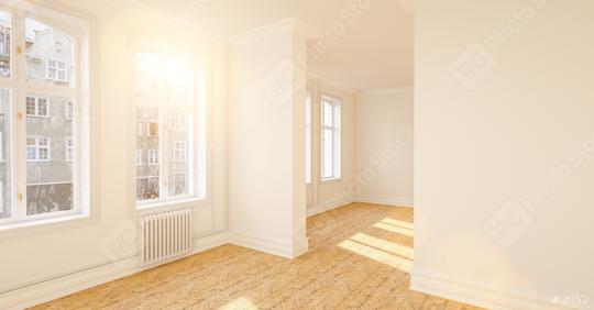 Empty room with parquet floor and white background wall  : Stock Photo or Stock Video Download rcfotostock photos, images and assets rcfotostock | RC Photo Stock.: