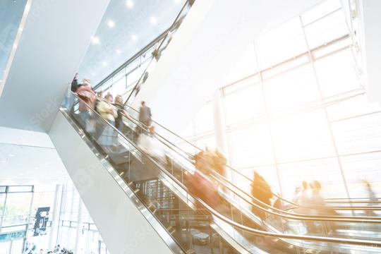 escalator crowd in motion at a Exhibition  : Stock Photo or Stock Video Download rcfotostock photos, images and assets rcfotostock | RC Photo Stock.: