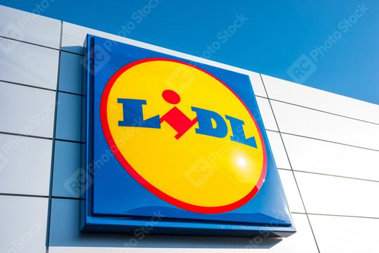 ESCHWEILER, GERMANY FEBRUARY, 2017: LIDL supermarket chain sign. LIDL is a German global discount supermarket chain, based in Neckarsulm, Baden-Wuerttemberg, Germany.  : Stock Photo or Stock Video Download rcfotostock photos, images and assets rcfotostock | RC Photo Stock.: