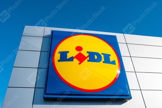 ESCHWEILER, GERMANY FEBRUARY, 2017: The LIDL supermarket sign. LIDL is a German global discount supermarket chain, based in Neckarsulm, Baden-Wuerttemberg, Germany.  : Stock Photo or Stock Video Download rcfotostock photos, images and assets rcfotostock | RC Photo Stock.:
