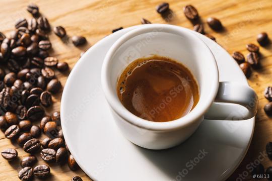 espresso cup with roasted beans on wooden table background  : Stock Photo or Stock Video Download rcfotostock photos, images and assets rcfotostock | RC Photo Stock.: