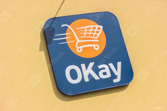 EUPEN, GERMANY OCTOBER, 2017: OKay supermarket logo on a Store. OKay is a neighbourhood stores supermarket chain of the Colruyt Group.  : Stock Photo or Stock Video Download rcfotostock photos, images and assets rcfotostock | RC Photo Stock.: