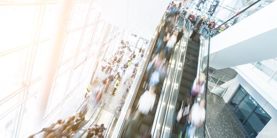 Exhibition crowd at a escalator  : Stock Photo or Stock Video Download rcfotostock photos, images and assets rcfotostock | RC Photo Stock.: