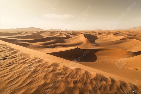 Expansive desert dunes under a golden sky with distant mountains  : Stock Photo or Stock Video Download rcfotostock photos, images and assets rcfotostock | RC Photo Stock.: