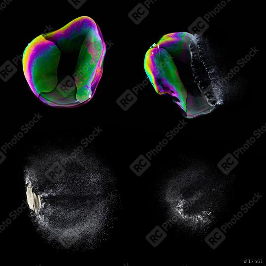 Exploding Soap Bubble set collage in colorful colors on black background  : Stock Photo or Stock Video Download rcfotostock photos, images and assets rcfotostock | RC-Photo-Stock.: