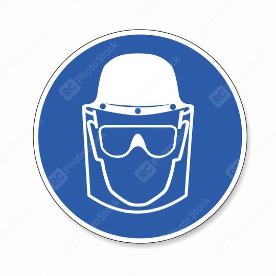 Face Shield, head protection and eye protection glasses must be worn, mandatory sign or safety sign, on white background. Vector illustration. Eps 10 vector file.  : Stock Photo or Stock Video Download rcfotostock photos, images and assets rcfotostock | RC-Photo-Stock.:
