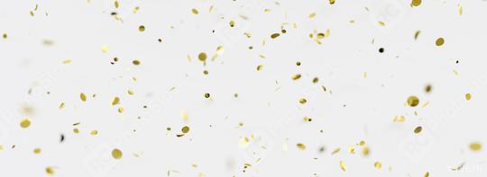 Gold shiny realistic confetti. Celebration golden confetti party