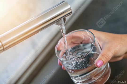 female hands with glass gaining tap water in the kitchen sink  : Stock Photo or Stock Video Download rcfotostock photos, images and assets rcfotostock | RC Photo Stock.: