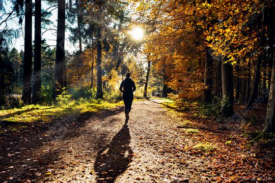 Female Runner in Silent Forest in spring with beautiful bright sun rays  : Stock Photo or Stock Video Download rcfotostock photos, images and assets rcfotostock | RC Photo Stock.: