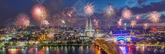 Fireworks at Cologne Skyline with Cathedral and Hohenzollern Bridge, Cologne, Germany  : Stock Photo or Stock Video Download rcfotostock photos, images and assets rcfotostock | RC Photo Stock.: