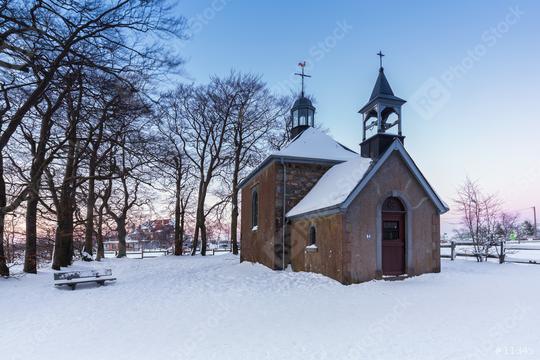 Fischbach chapel at sunset in winter  : Stock Photo or Stock Video Download rcfotostock photos, images and assets rcfotostock | RC Photo Stock.: