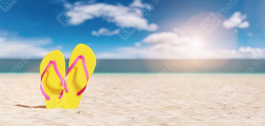 flip-flop on the beach summer vacation, travel Concept image  : Stock Photo or Stock Video Download rcfotostock photos, images and assets rcfotostock | RC Photo Stock.:
