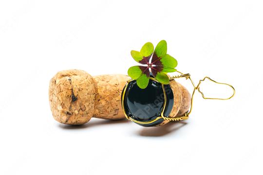 Four-leaf clover on champagne corks  : Stock Photo or Stock Video Download rcfotostock photos, images and assets rcfotostock | RC Photo Stock.:
