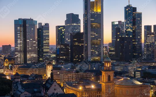 Frankfurt am Main Financial District at night with skyscapers  : Stock Photo or Stock Video Download rcfotostock photos, images and assets rcfotostock | RC Photo Stock.: