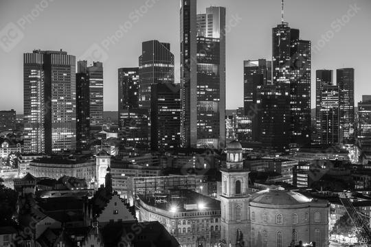 Frankfurt am Main Financial District black and white colored  : Stock Photo or Stock Video Download rcfotostock photos, images and assets rcfotostock | RC Photo Stock.: