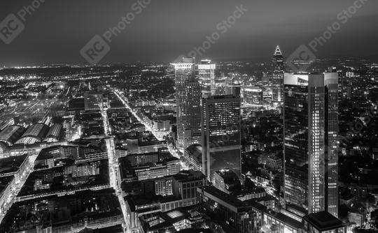 Frankfurt am Main skyline at night in black and white  : Stock Photo or Stock Video Download rcfotostock photos, images and assets rcfotostock | RC Photo Stock.: