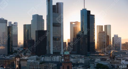 Frankfurt am Main skyline sunset behind Skyscapers  : Stock Photo or Stock Video Download rcfotostock photos, images and assets rcfotostock | RC Photo Stock.: