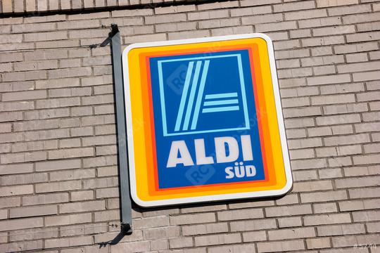 FRANKFURT, GERMANY MARCH, 2017: Aldi sign (south division). Aldi is a leading global discount supermarket chain with almost 10,000 stores in 18 countries.  : Stock Photo or Stock Video Download rcfotostock photos, images and assets rcfotostock | RC Photo Stock.: