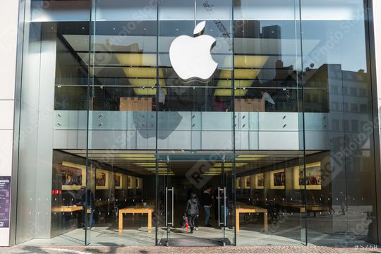 FRANKFURT, GERMANY MARCH, 2017: Apple store entrance. Apple is the multinational technology company headquartered in Cupertino, California and sells consumer electronics products.  : Stock Photo or Stock Video Download rcfotostock photos, images and assets rcfotostock | RC Photo Stock.: