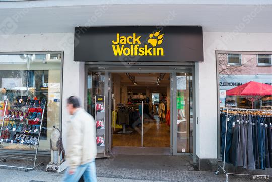 FRANKFURT, GERMANY MARCH, 2017: Jack Wolfskin store. Jack Wolfskin is a major German producer of outdoor wear and equipment headquartered in Idstein. It was founded in 1981.  : Stock Photo or Stock Video Download rcfotostock photos, images and assets rcfotostock | RC Photo Stock.: