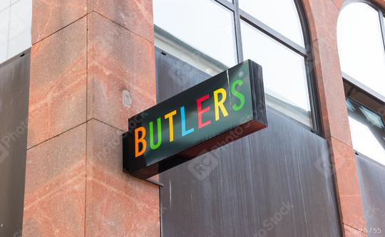FRANKFURT, GERMANY MARCH, 2017: The logo of the brand "Butlers", Butlers is a home accessories store in Frankfurt, Germany.  : Stock Photo or Stock Video Download rcfotostock photos, images and assets rcfotostock | RC Photo Stock.: