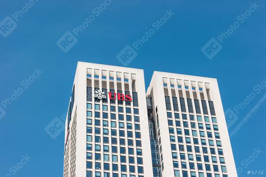 FRANKFURT, GERMANY MARCH, 2017: The UBS bank skyskaper building in the city of Frankfurt. UBS AG is a Swiss global financial services company.  : Stock Photo or Stock Video Download rcfotostock photos, images and assets rcfotostock | RC Photo Stock.: