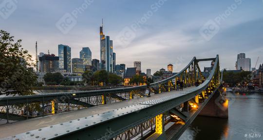 Frankfurt Skyline at sunset view from the Eiserner Steg  : Stock Photo or Stock Video Download rcfotostock photos, images and assets rcfotostock | RC Photo Stock.: