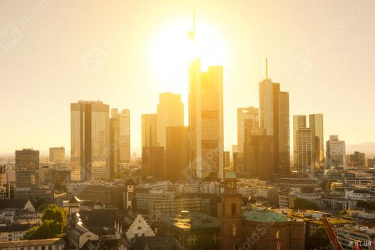 Frankfurt skyline during sunset blue hour  : Stock Photo or Stock Video Download rcfotostock photos, images and assets rcfotostock | RC Photo Stock.: