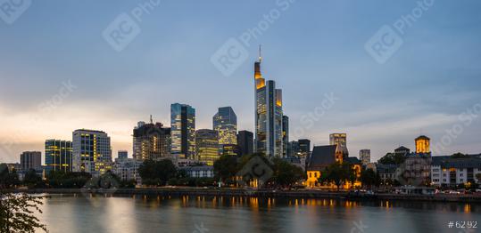 Frankfurt Skyline with skyscraper buildings at dusk  : Stock Photo or Stock Video Download rcfotostock photos, images and assets rcfotostock | RC Photo Stock.:
