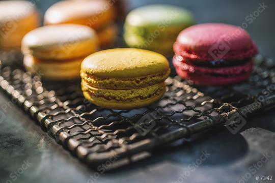 Fresh bright colored Macarons, or macaroons on a Cooling Rack   : Stock Photo or Stock Video Download rcfotostock photos, images and assets rcfotostock | RC Photo Stock.: