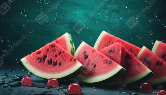 Fresh watermelon slices amidst splashing water droplets  : Stock Photo or Stock Video Download rcfotostock photos, images and assets rcfotostock | RC Photo Stock.: